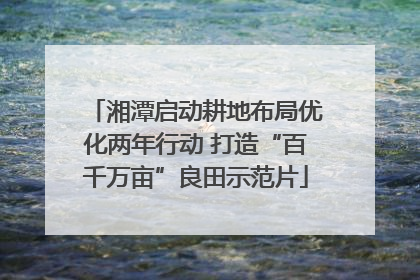 湘潭启动耕地布局优化两年行动 打造“百千万亩”良田示范片